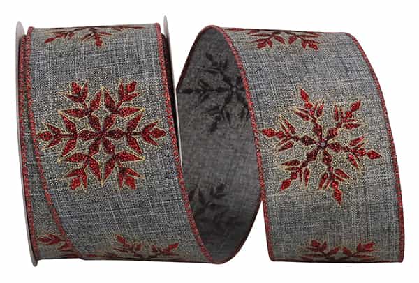 Christmas Ribbon - Denim Snowflake