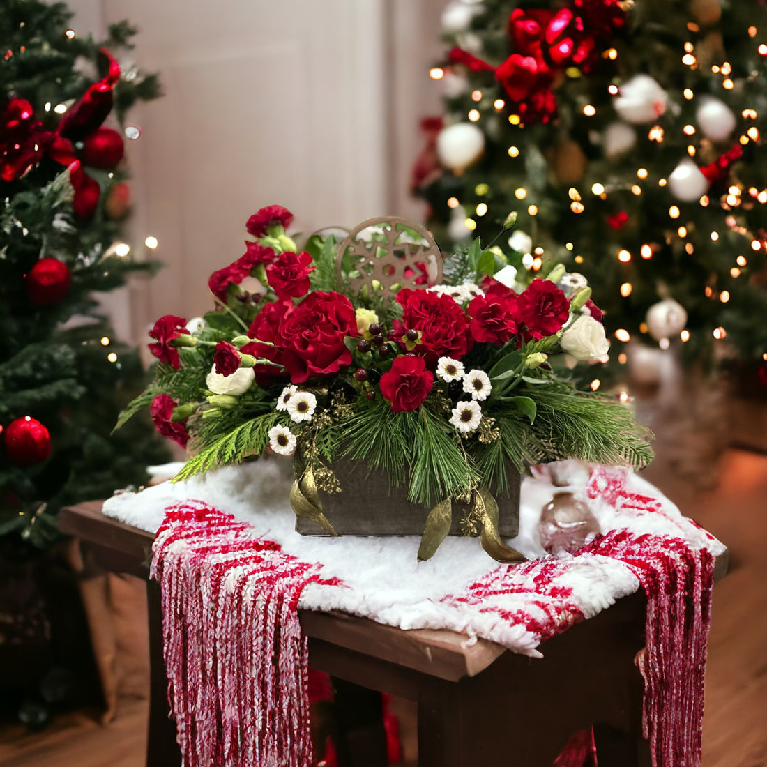 Country Christmas Box Centerpiece